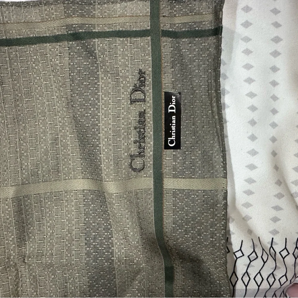 Christian Dior Olive Green/grey Scarf